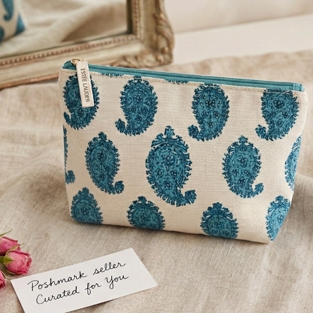 ESTEE LAUDER RARE MAKEUP BAG Brand New Blue Vintage